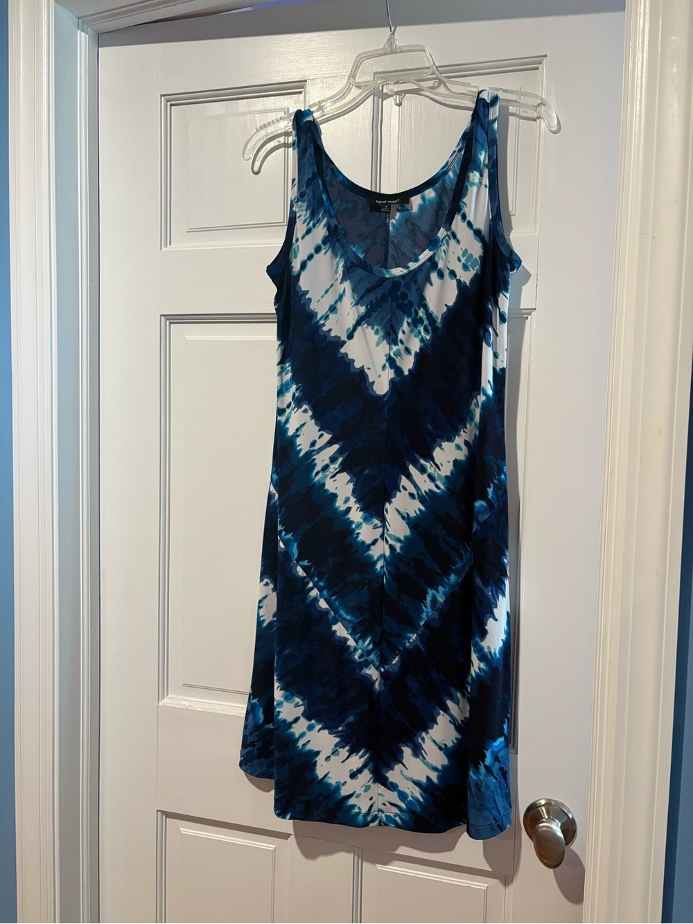 Nine West Blue and White Tie-Dye Dress
